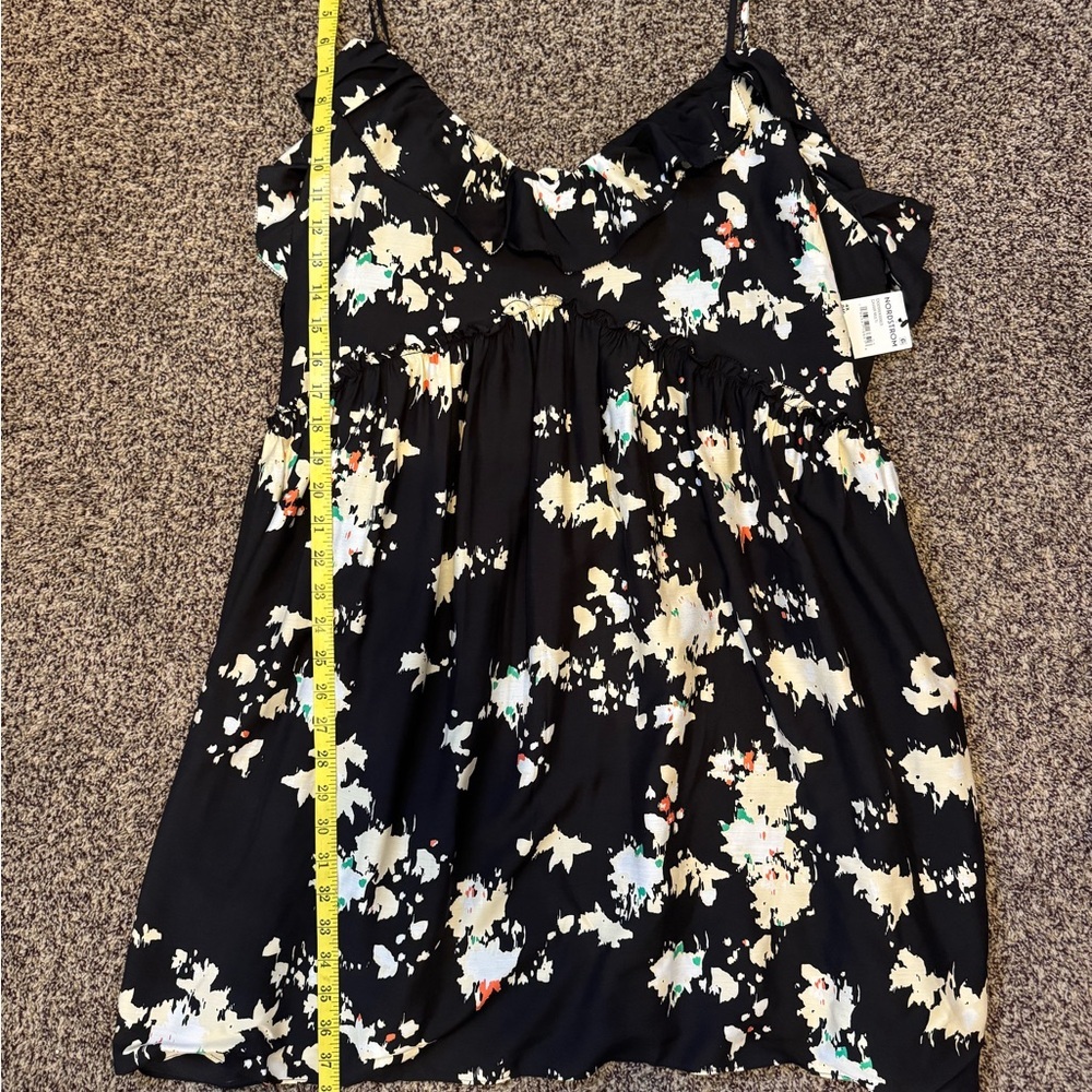 Joie Black/White Floral Mini Summer Ruffle Dress Spaghetti Strap Plus Size 4X - Picture 12 of 14